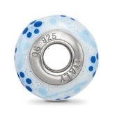 Sterling Silver Reflections Blue Glitter Flower Italian Glass Bead